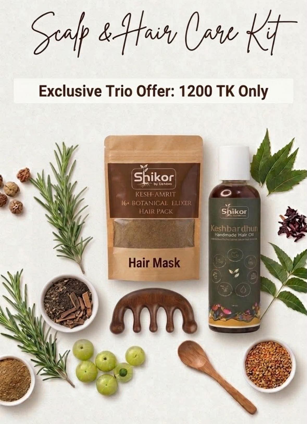 Sandalwood Guasha + Keshbardhan hair oil +KeshAmrit Hair Mask combo