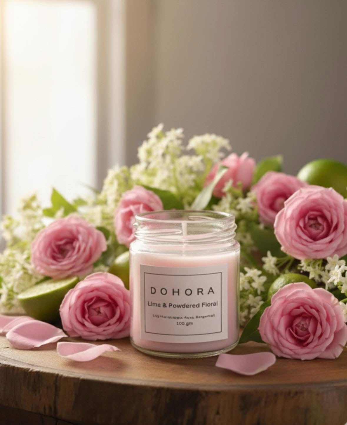 Lime and Floral Candle