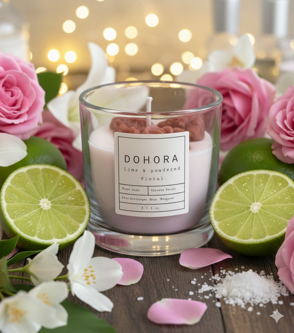 Lime and Floral Candle